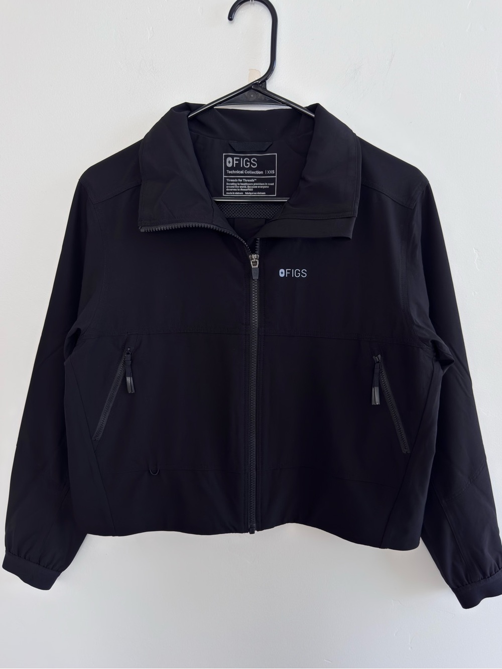 FIGS Technical Collection Black Performance Scrub Jacket Full Zip XXS Utility